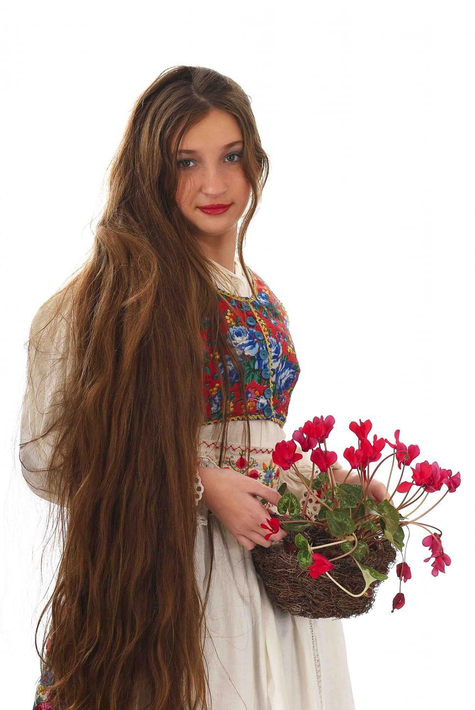 Free Image of Girl with Flowers 