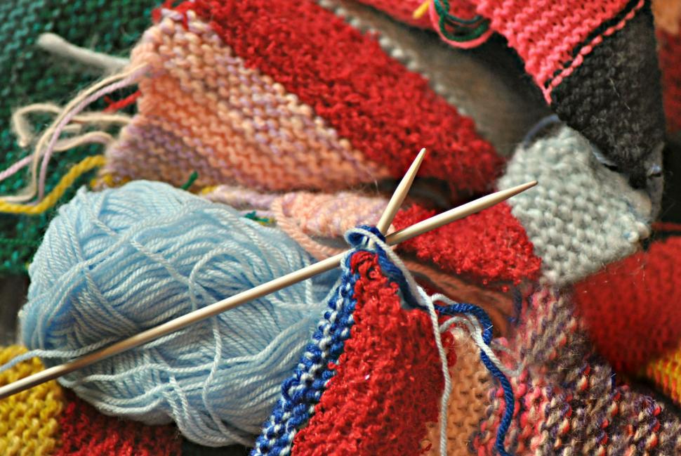 Free Image of Stack of Yarn and Needles 