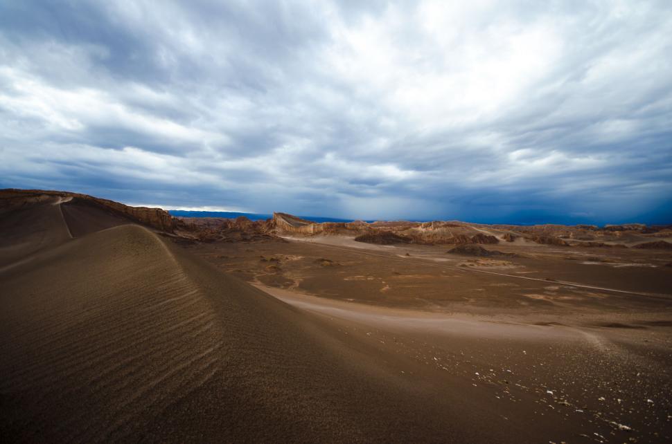 Free Image of Desert Landscape With Clouds in the Sky 