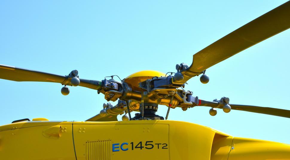 Free Image of Close Up of a Yellow Helicopter Propeller 