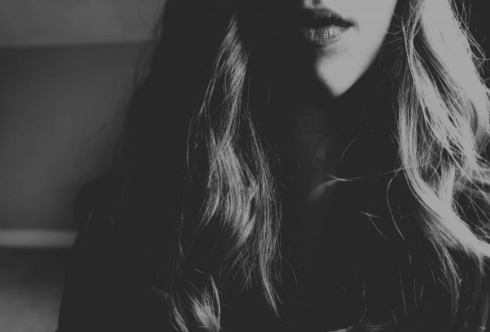 Free Image of Woman With Long Hair in Black and White 