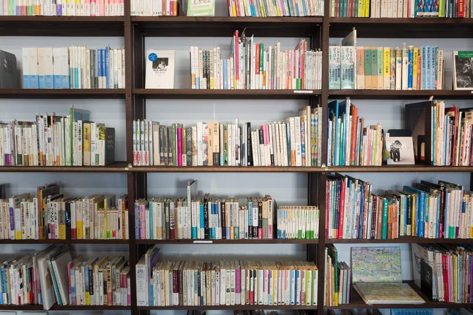 Free Image of Organized Bookshelf With Variety of Books 