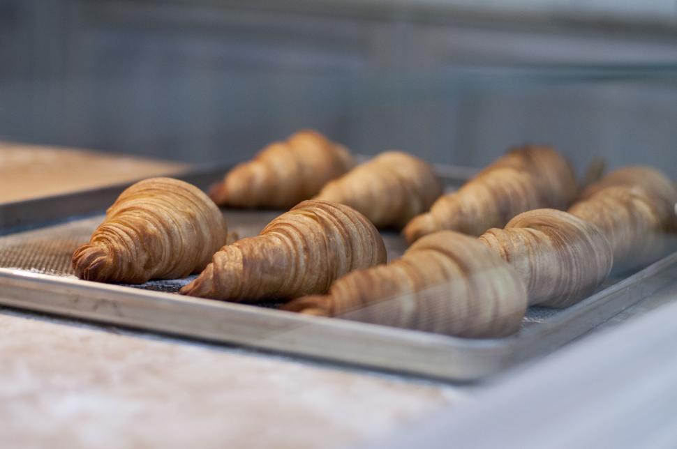 Free Image of Pan Filled With Croissants on Counter 