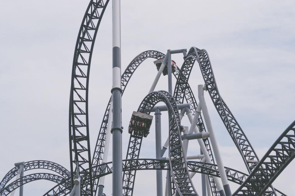 Free Image of Roller Coaster in an Amusement Park on a Cloudy Day 
