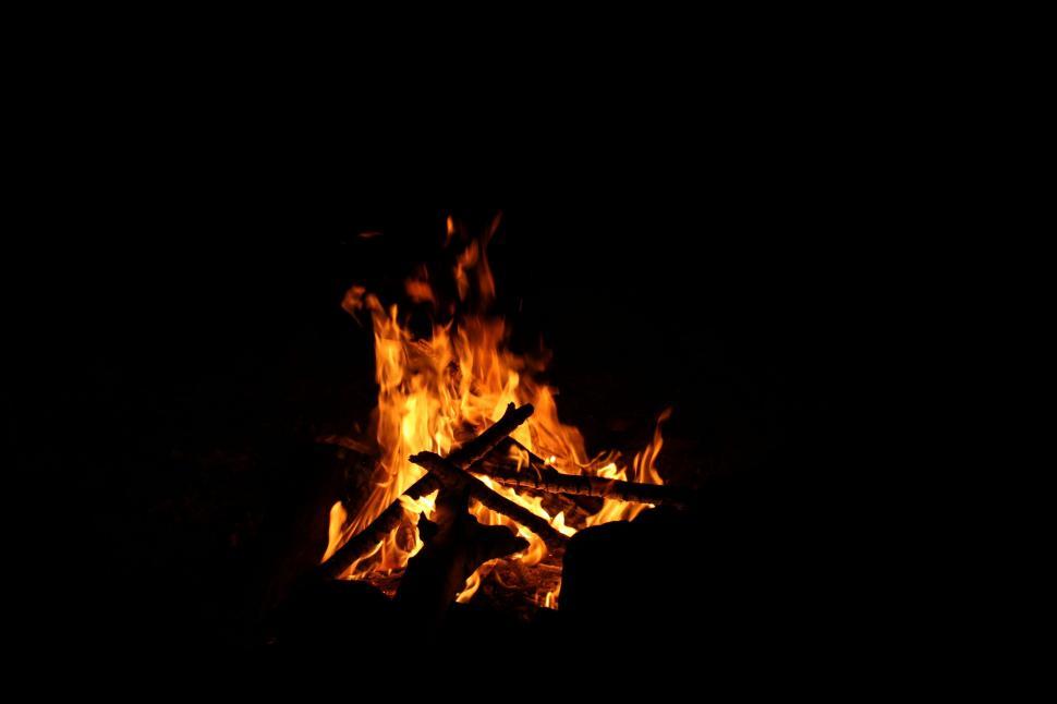 Free Image of Bright Flames Illuminate Dark Night During Bonfire 