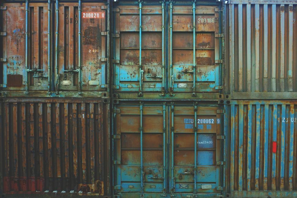 Free Image of Stack of Rusty Metal Containers 