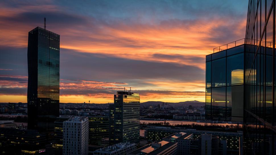 Free Image of City View at Sunset From High Rise 