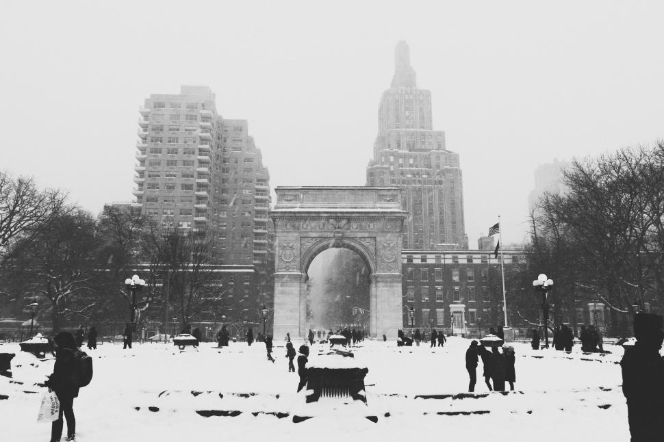 Free Image of People Walking in the Snow 