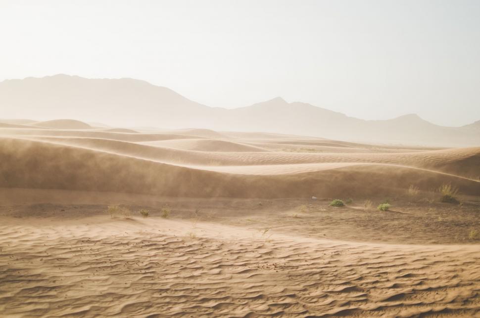 Free Image of Desert Landscape With Distant Hills 