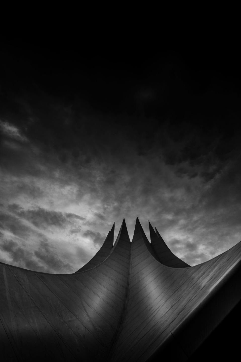Free Image of Roof of Building in Black and White 