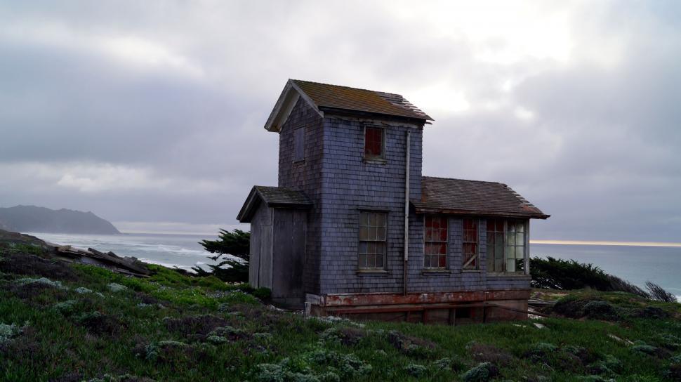 Free Image of Old House on Hill by Ocean 