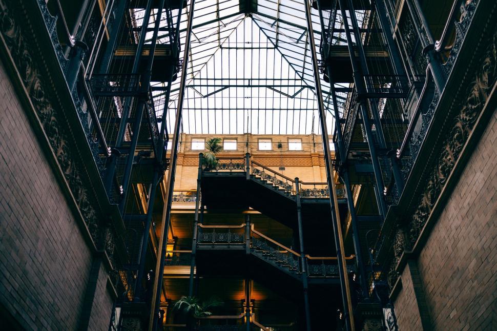Free Image of Towering Building With Abundant Metal Stairs 