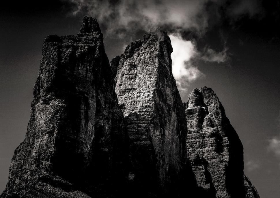 Free Image of Majestic Rock Formation in Black and White 