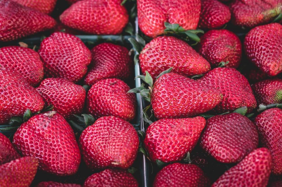 Free Image of Stack of Red Strawberries 