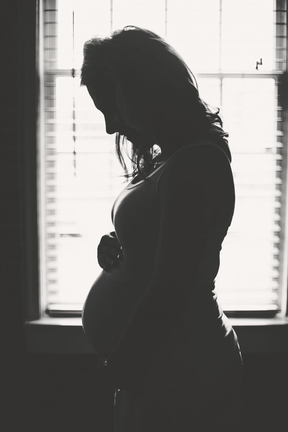 Free Image of Pregnant Woman Standing in Front of a Window 