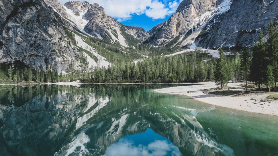 Free Image of Mountain Lake Surrounded by Trees and Mountains 