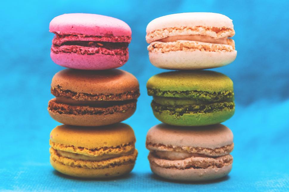 Free Image of Colorful Macaroons Stacked Together 