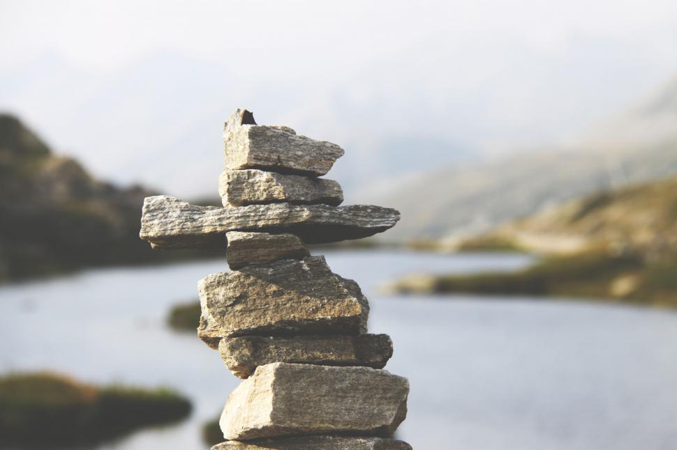 Free Image of Stack of Rocks by Water 