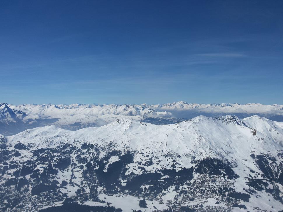 Free Image of Snowy Mountain Range Seen From Plane 
