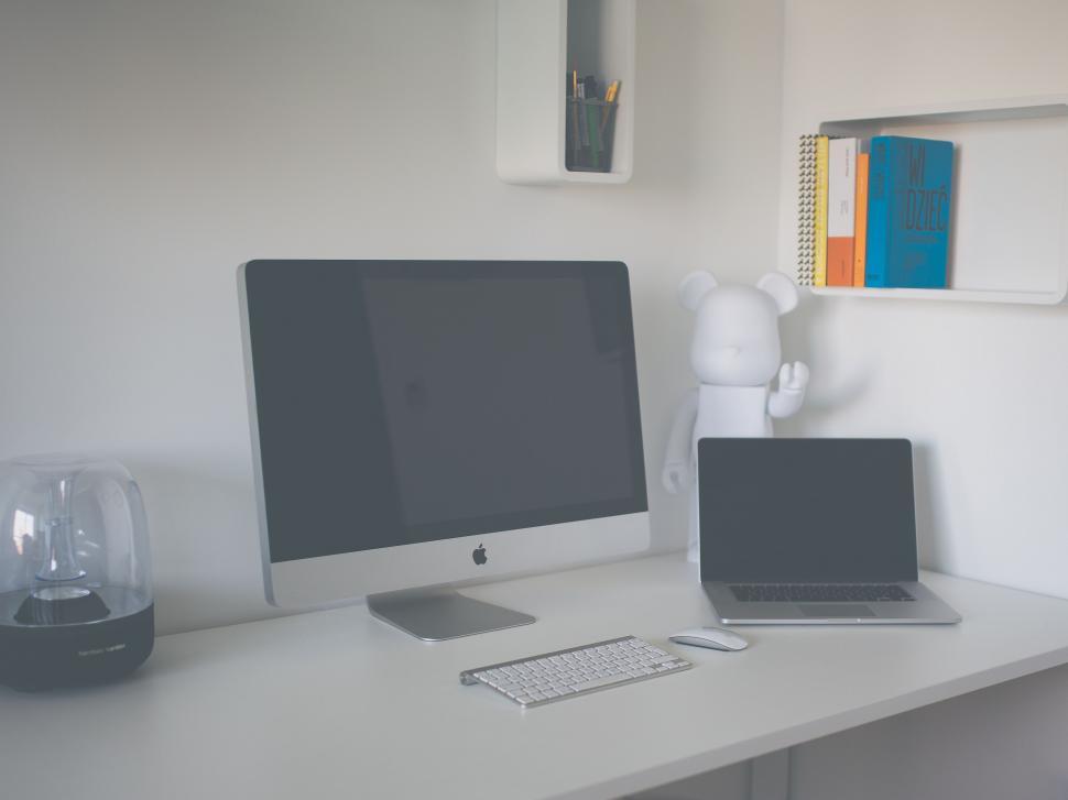 Free Image of Desk With Computer and Laptop 