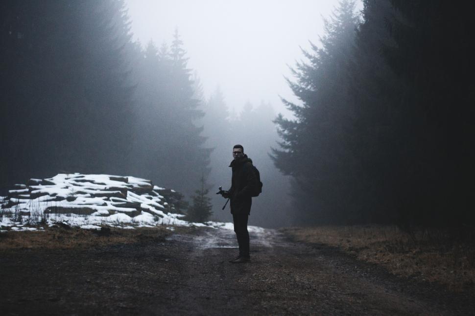 Free Image of Man Standing in the Middle of Forest 