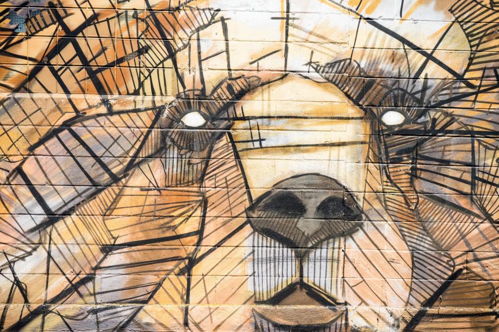 Free Image of Drawing of a Dog on a Wall 