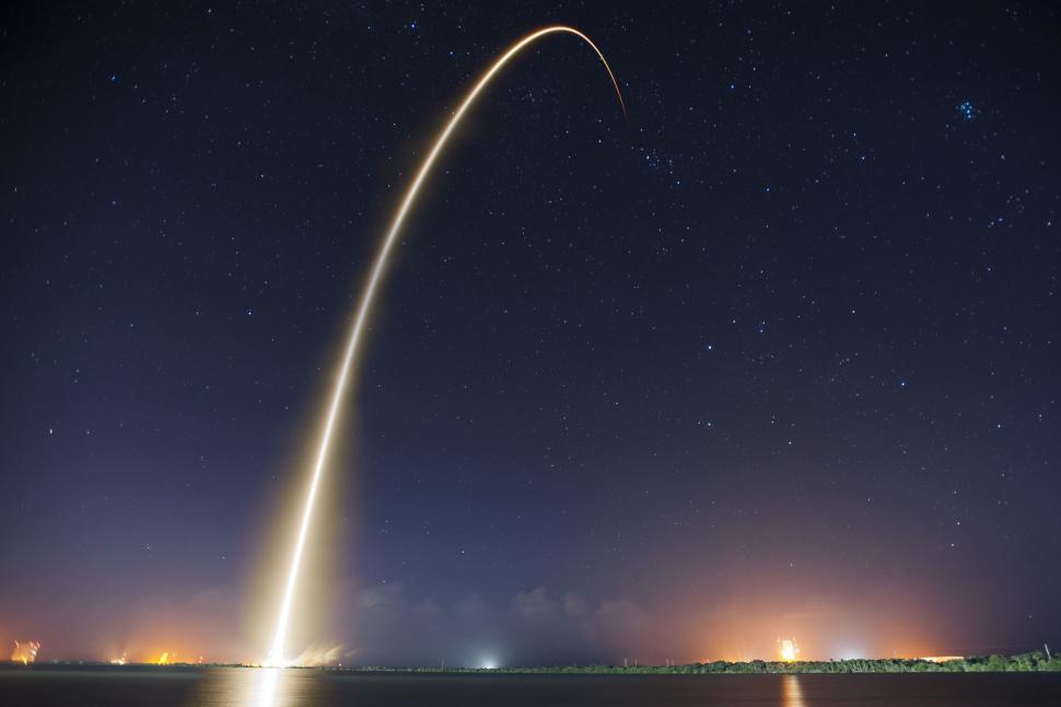 Free Image of Rocket Launching Into Night Sky 