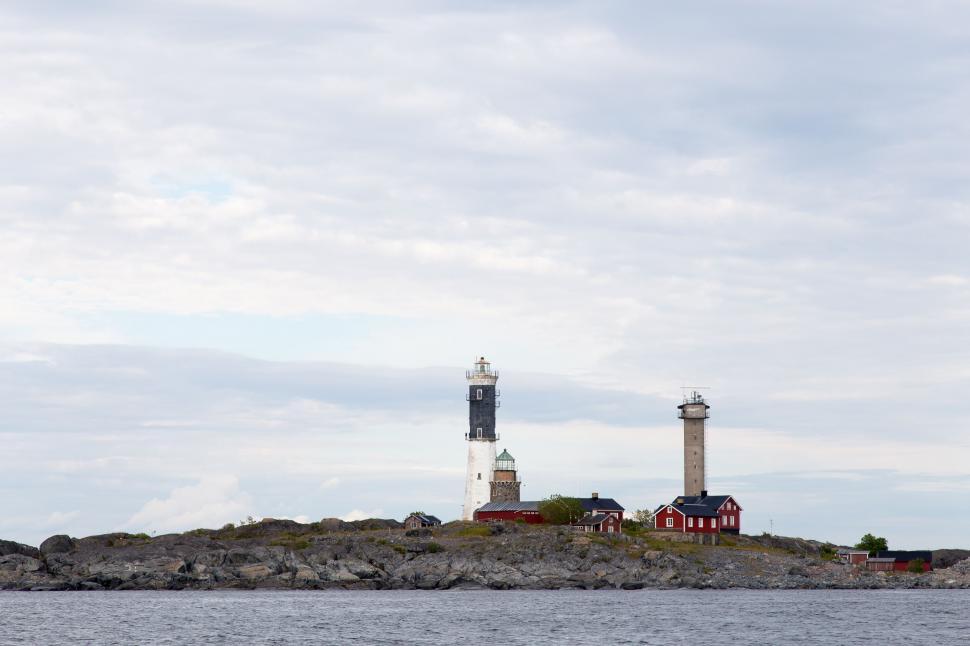 Free Image of Two Lighthouses on Small Island 