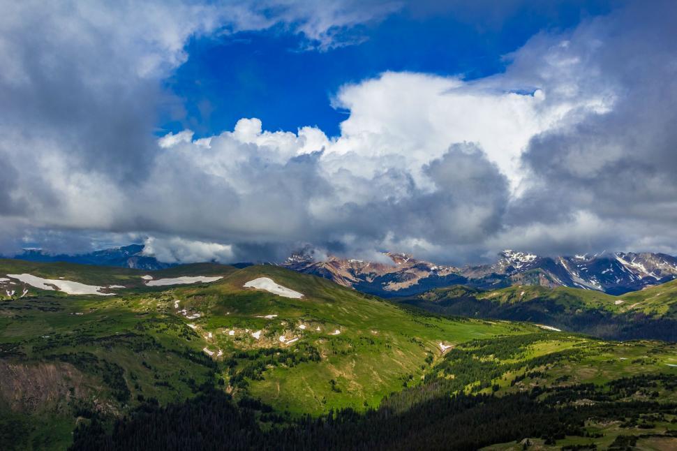 Free Image of Clouds Over Majestic Mountain Range 