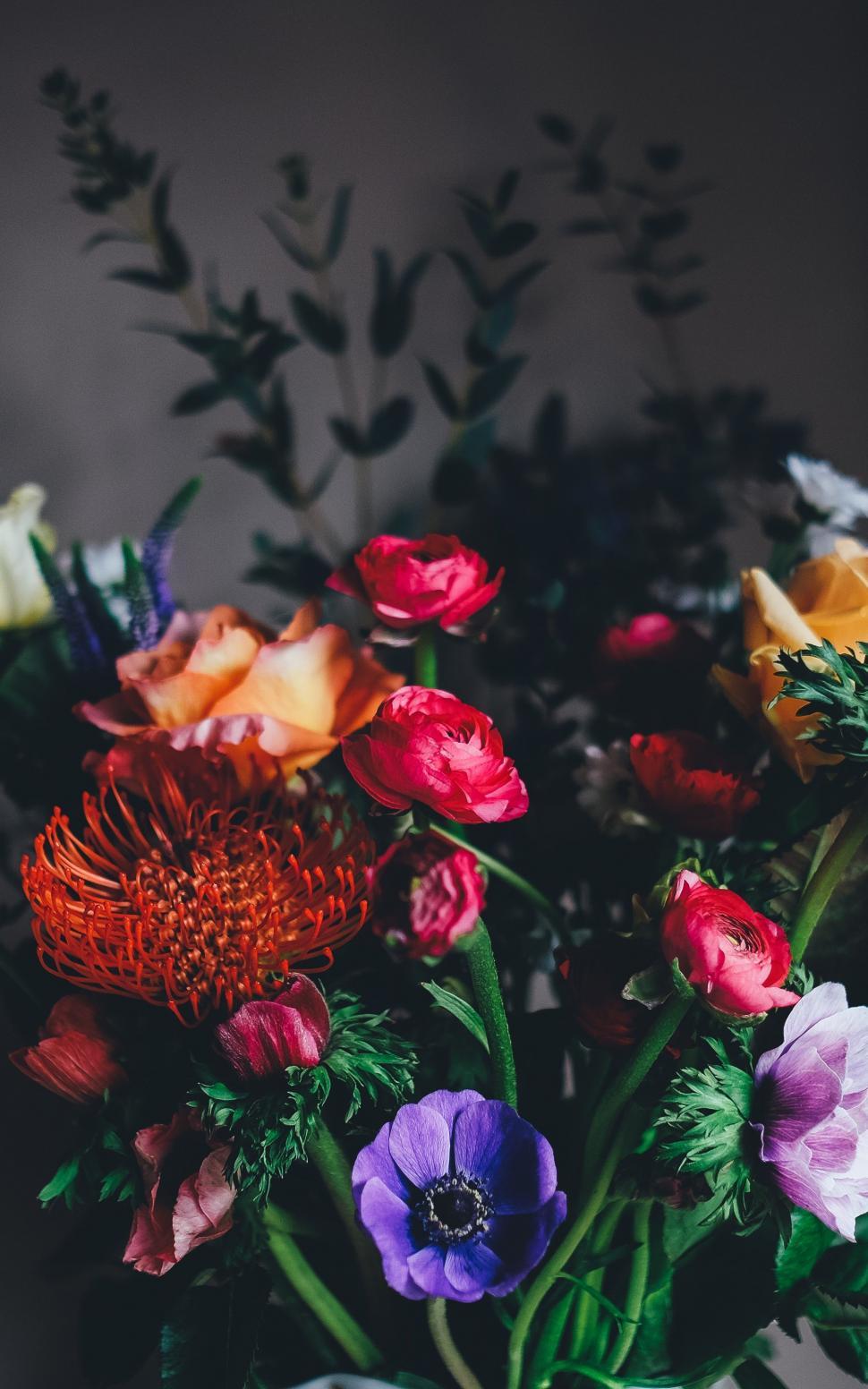 Free Image of Colorful Flowers in a Vase 