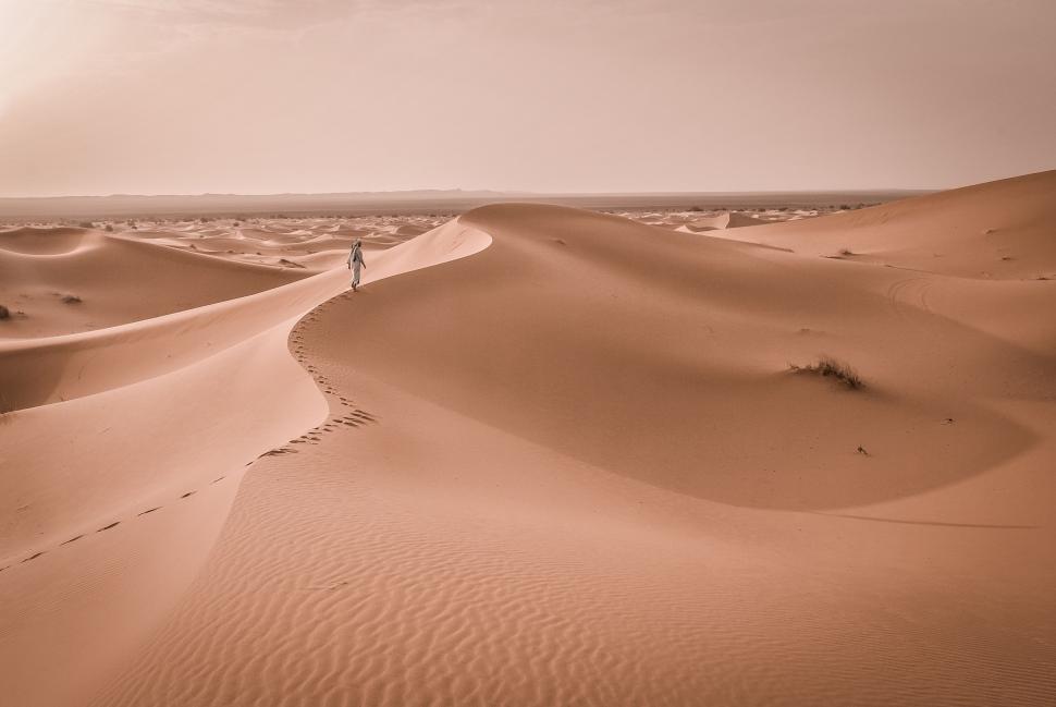 Free Image of Person Standing in Middle of Desert 