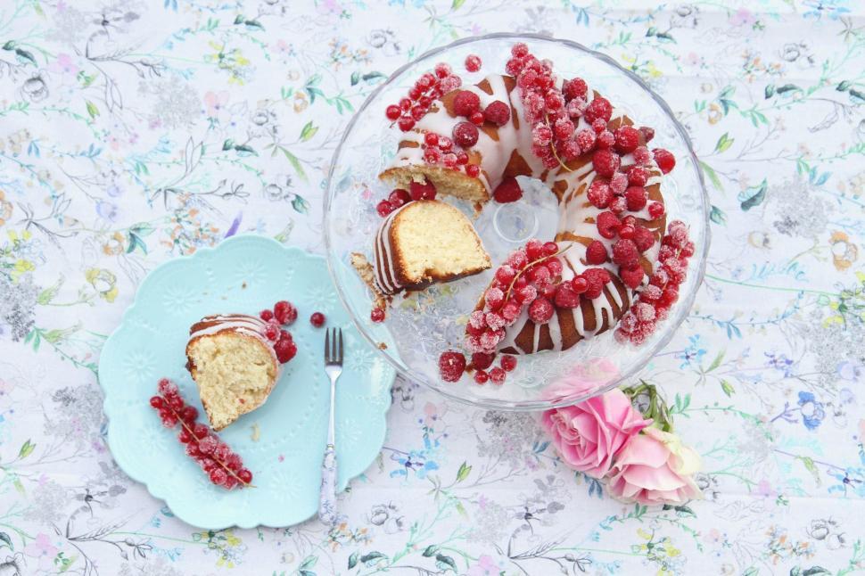 Free Image of Delicious Piece of Cake With Raspberries on a Plate 