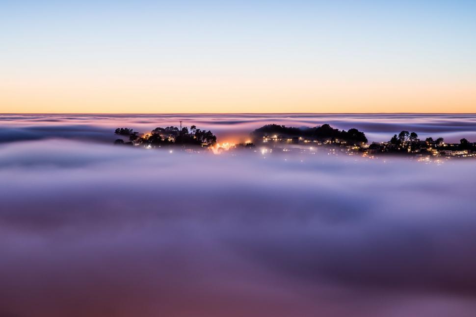 Free Image of Foggy Sky With Small Island 