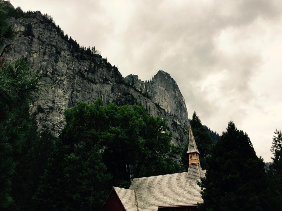 Free Image of Church in Front of Mountain 