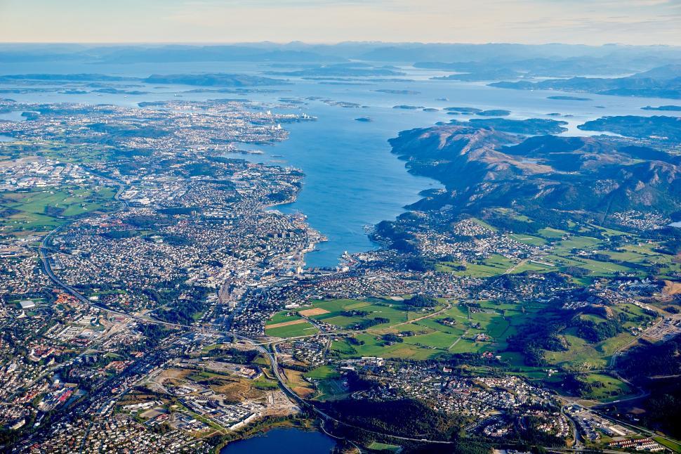 Free Image of Aerial View of City and Water Bodies 
