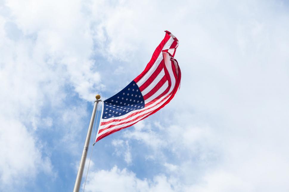 Free Image of American Flag Soaring in the Sky 