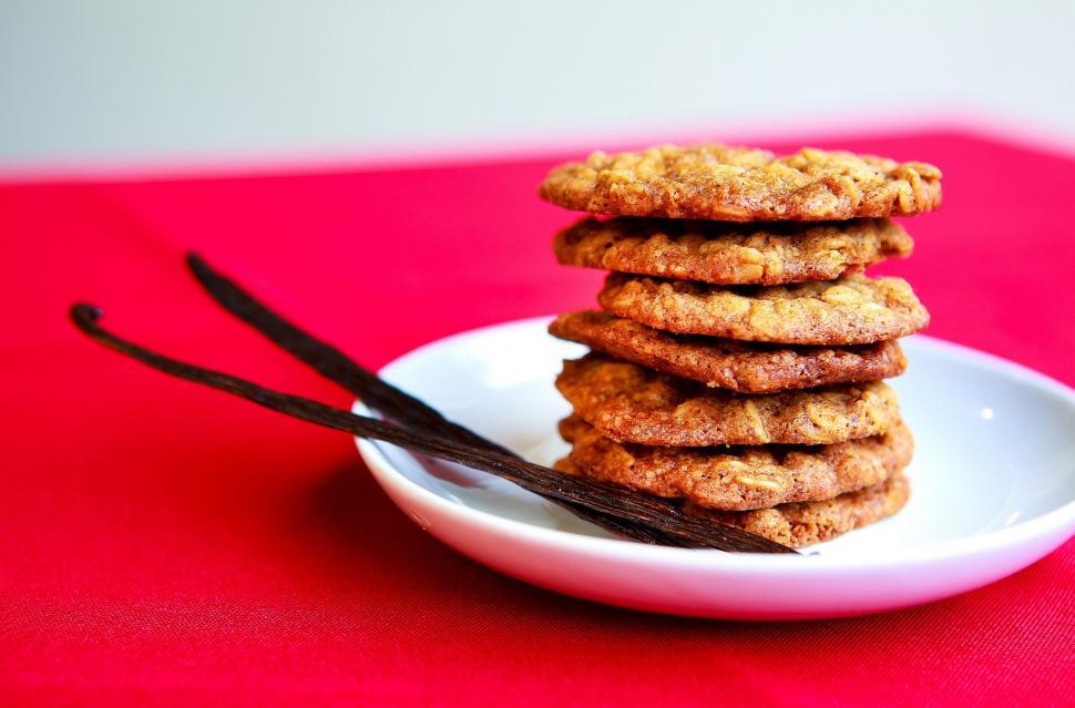 Free Image of Stack of Cookies on White Plate 