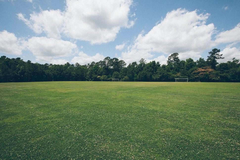 Free Image of Soccer Field With Goal and Trees 