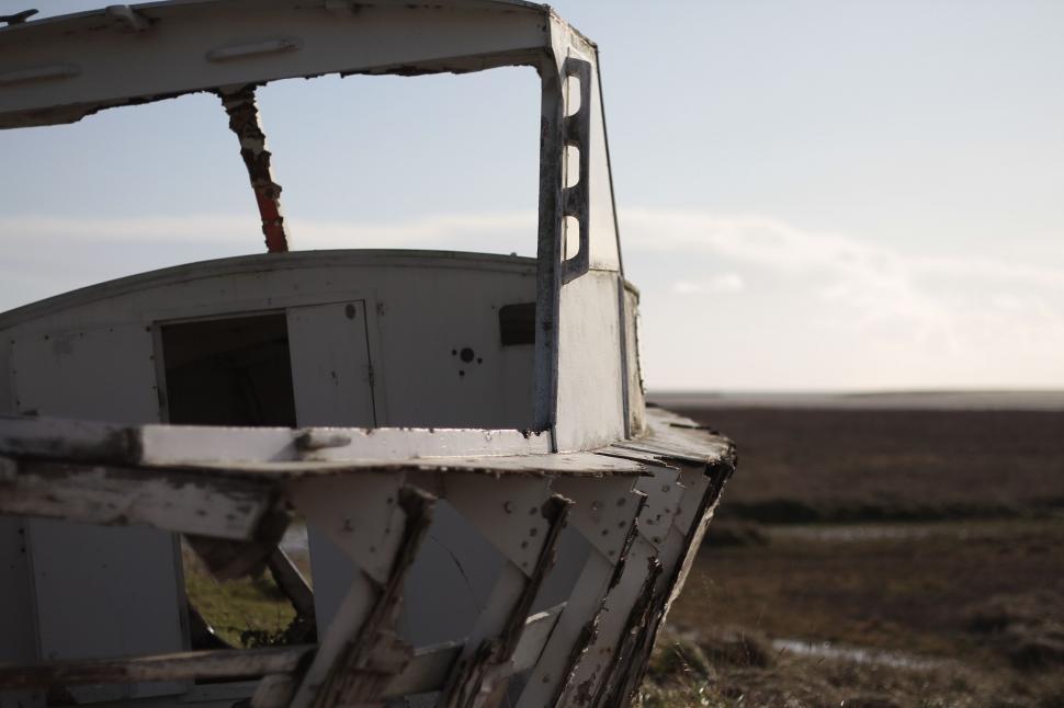 Free Image of Abandoned Boat in Field 