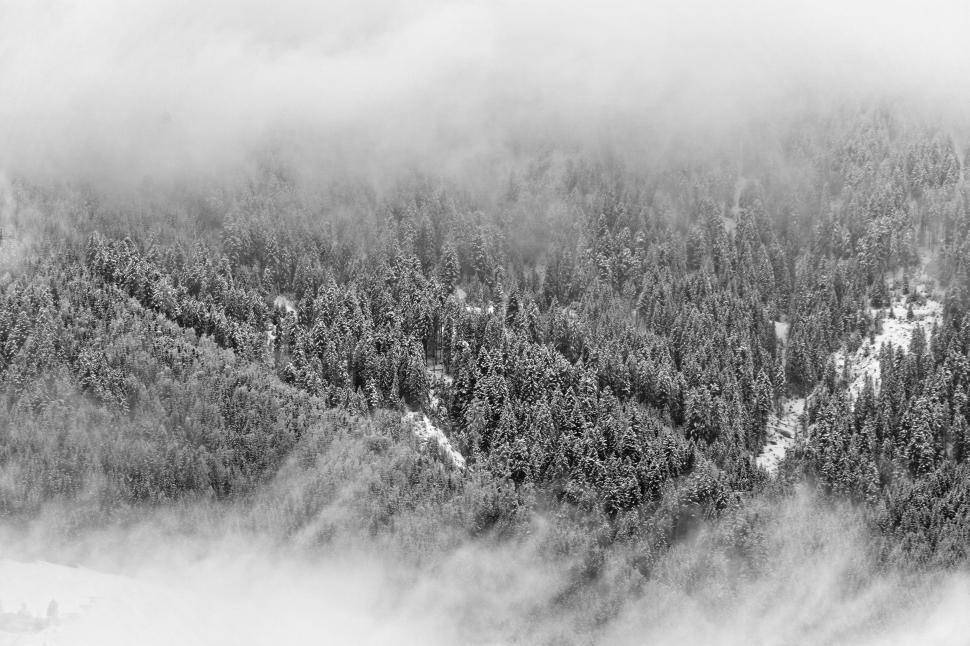 Free Image of Snow-Covered Mountain in Black and White 