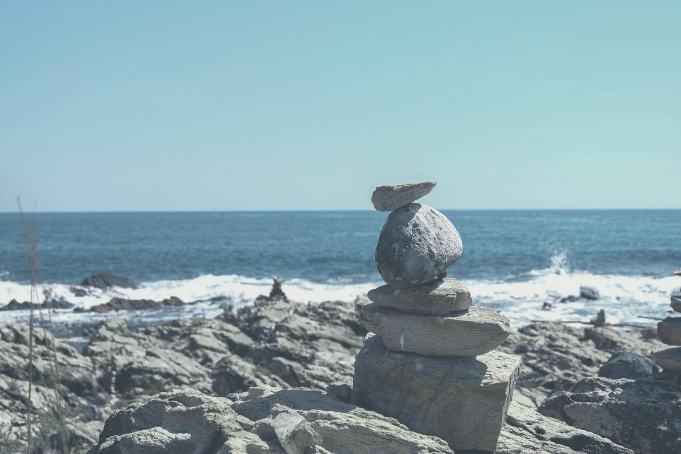 Free Image of Stack of Rocks on Rocky Beach 
