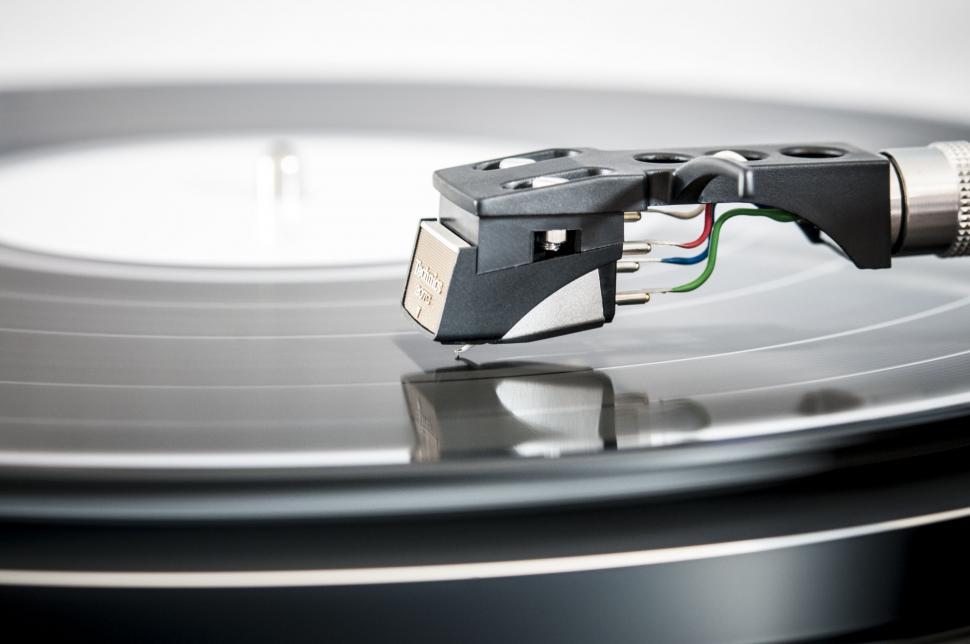 Free Image of Turntable of a Record Player Against Black and White Background 