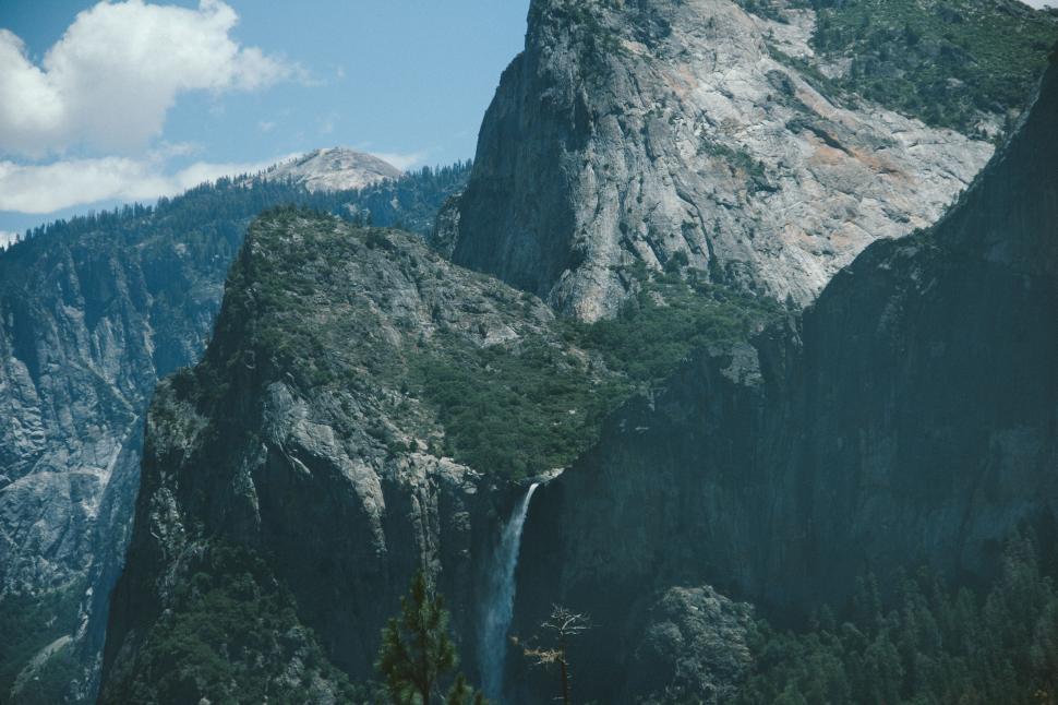 Free Image of Majestic Mountain With Central Waterfall 