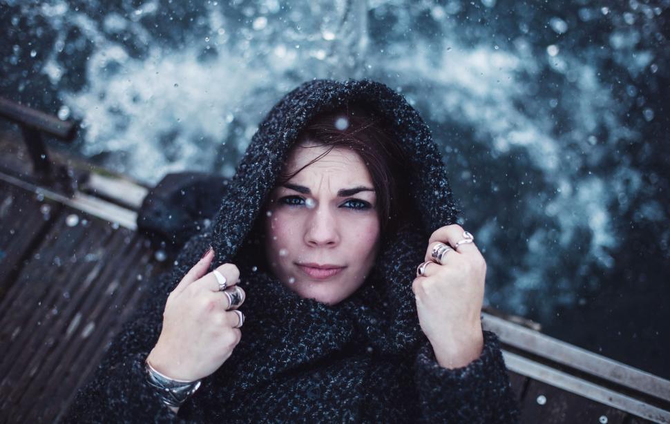 Free Image of Woman Wearing Black Coat and Scarf 