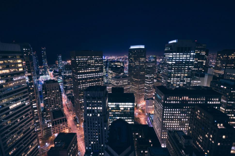 Free Image of A Nighttime Cityscape From Above 