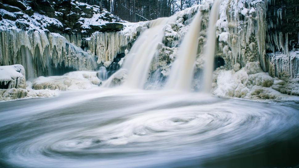 Free Image of Frozen Waterfall With Icicles 