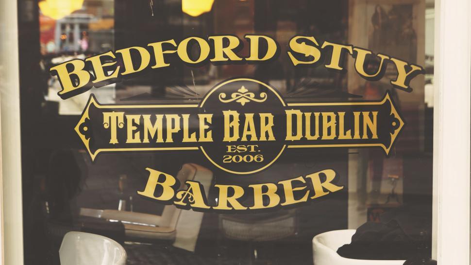 Free Image of Store Window With Sign for Bedford Stuy Temple Bar Dublin 
