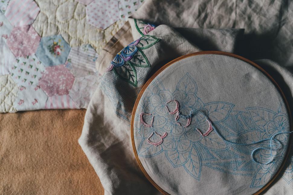 Free Image of Detailed Embroidery Close Up on Cloth 