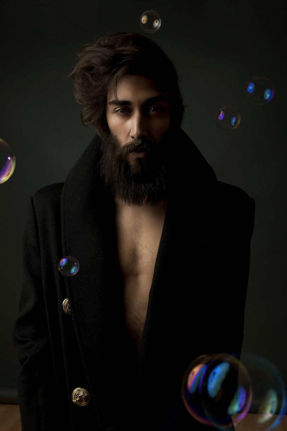 Free Image of Bearded Man in Black Coat 