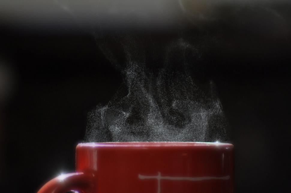 Free Image of Red Coffee Cup With Steam Rising 